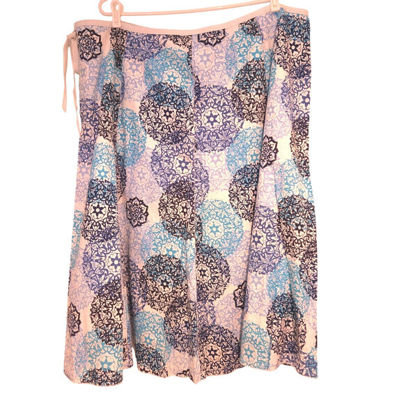 Talbots NWT 100% Cotton Gored Flare Side Tie Mandala Midi Skirt, Size 24W - Picture 2 of 9